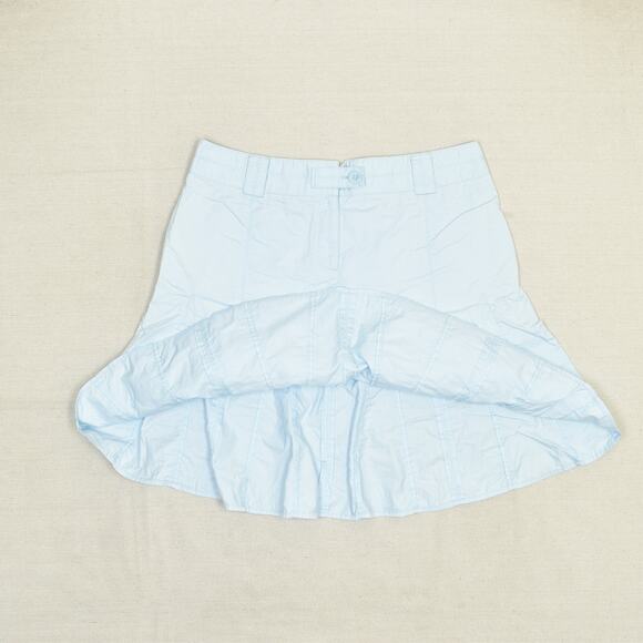 Ann Taylor Women Skirt Knee Length Fit & Flare Solid Zip Cotton Blue Size 14 - Picture 2 of 8